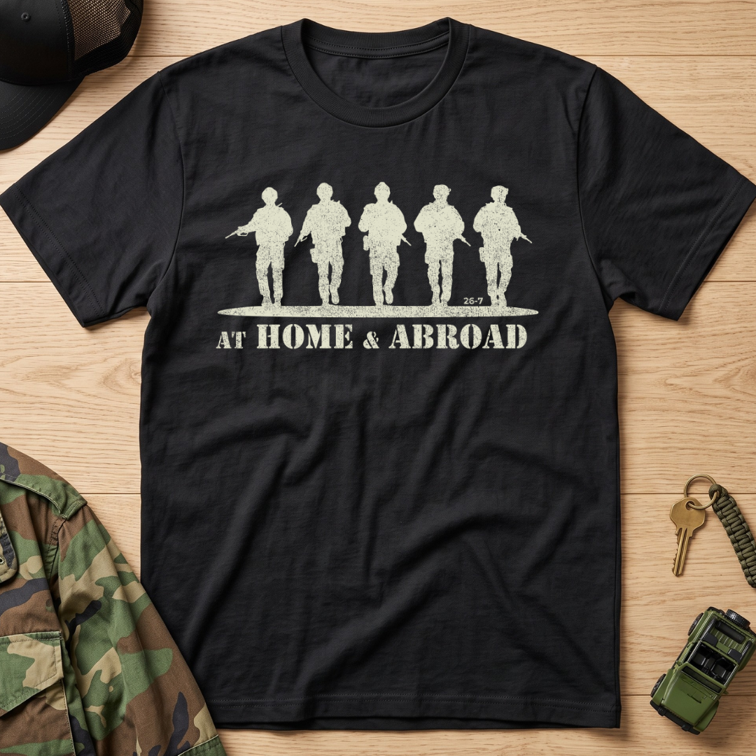 Home & Abroad Military Soldiers T-Shirt - Support Our Troops Tee Oversized Cotton