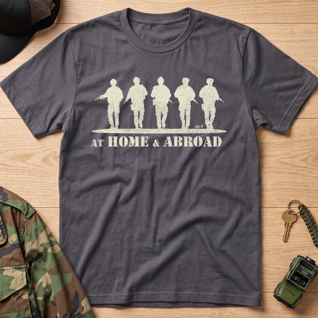 Home & Abroad Military Soldiers T-Shirt - Support Our Troops Tee Oversized Cotton