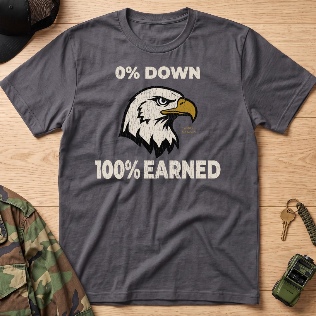 0% Down 100% Earned Vintage Eagle Graphic T-Shirt