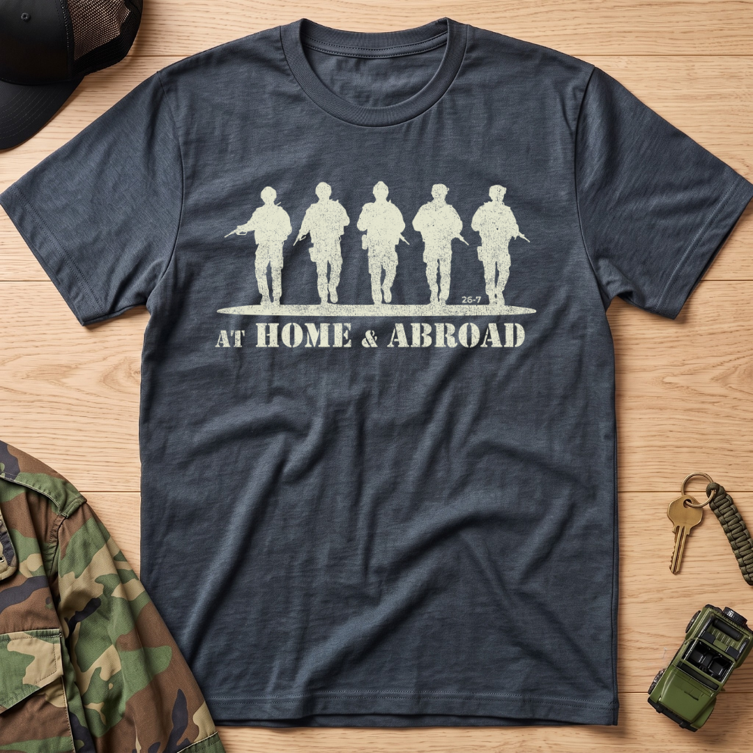 Home & Abroad Military Soldiers T-Shirt - Support Our Troops Tee Oversized Cotton