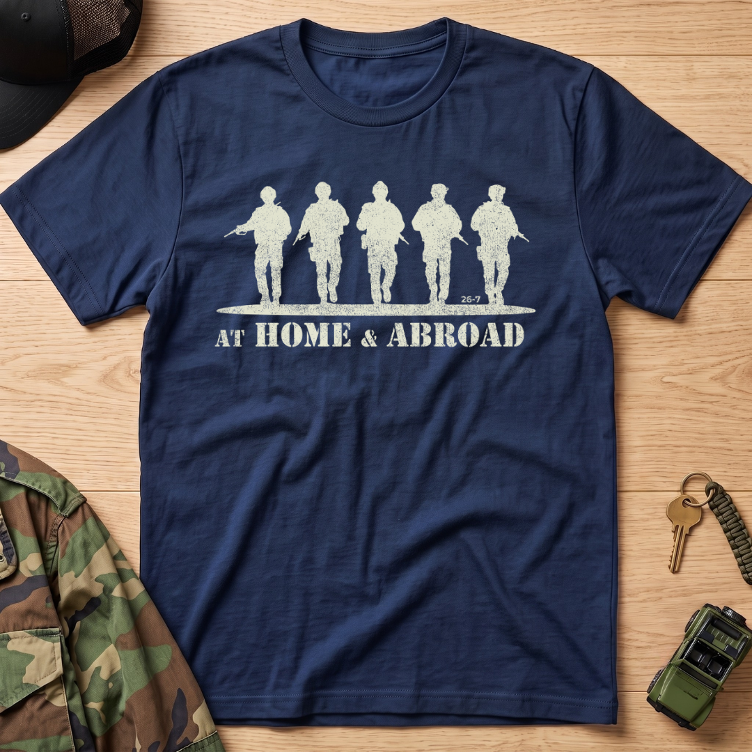 Home & Abroad Military Soldiers T-Shirt - Support Our Troops Tee Oversized Cotton