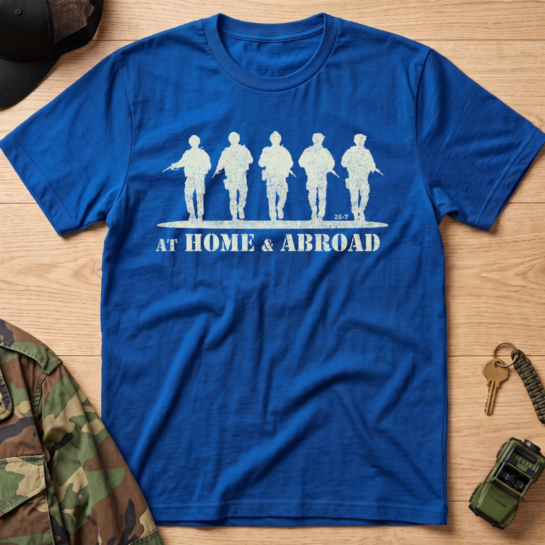 Home & Abroad Military Soldiers T-Shirt - Support Our Troops Tee Oversized Cotton