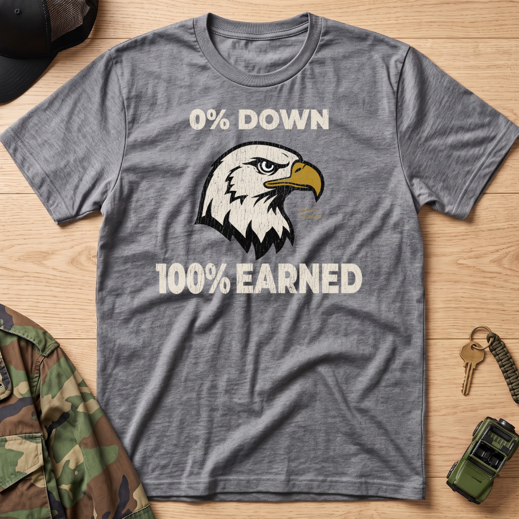 0% Down 100% Earned Vintage Eagle Graphic T-Shirt